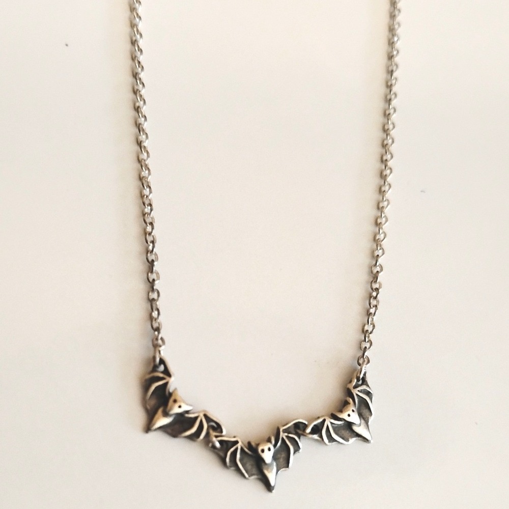 🦇 TRIPLE BAT ARC NECKLACE 🦇solid .925 sterling Whimsygoth witchy fairygoth